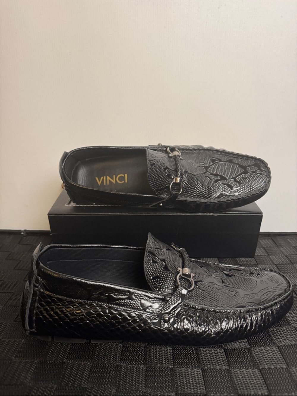 NWOT VINCI The Bologna Black Leather Bit Drive Loafer Men Shoes